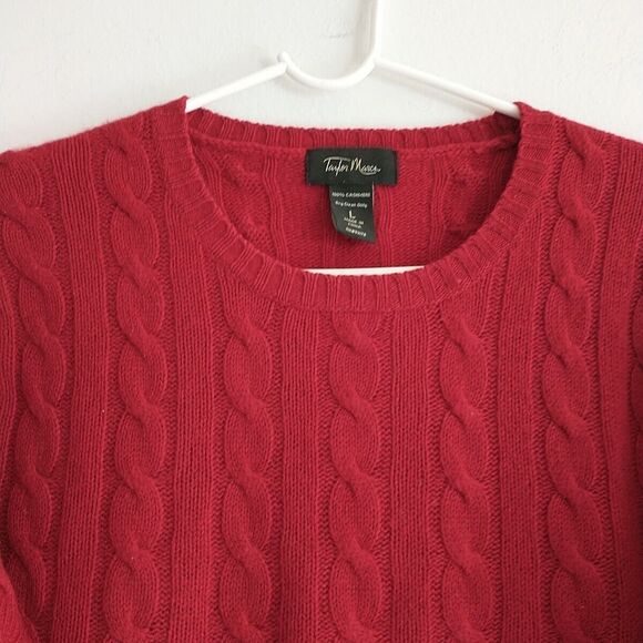 Taylor Marcs Sweater Pullover Jumper Women L/M* Red 100%Cashmere Cable Knit - Picture 2 of 6